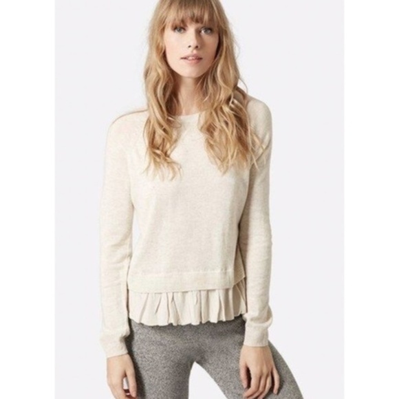 Topshop Sweaters - Topshop Ruffle Hem Cream Crewneck Sweater